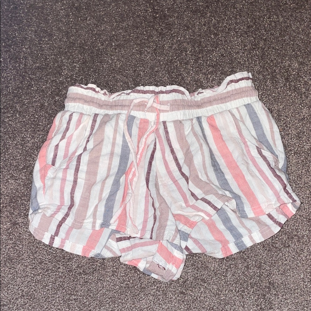 Aeropostale High Waist Striped Shorts - Pink, Blue, White